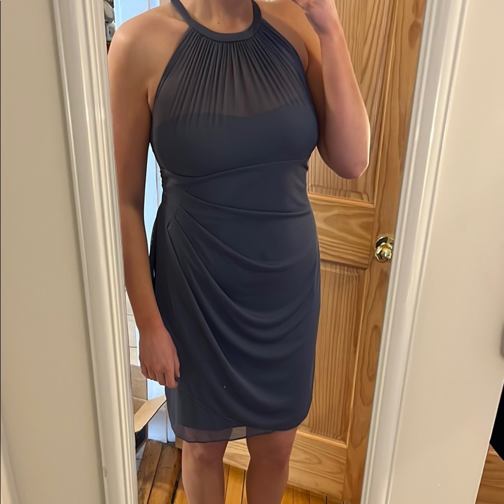 Elegant Gray Halter Dress